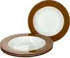 A stack of four soup bowls with a brown rim and white interior, set against a white background. Náhled obrázku produktu