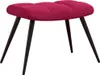 A red velvet ottoman with black legs on a white background. Produktbild-Vorschau