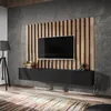 Wohnwand 180cm, schwarz mit Eiche, VENOSA-164 Produktbild-Vorschau 1