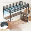 COSTWAY loft łóżko piętrowe 90x200cm z biurkiem, diodami Podgląd zdjęcia produktu 8