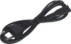 A black power cord with two different types of plugs on each end, laid out on a white background. Produktbild-Vorschau
