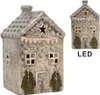 Clayre & Eef Dekoratives Haus mit LED LED 6x6x11 cm Grau Produktbild-Vorschau 2