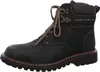 A black leather boot with laces on a white background. Voir les images du produit