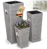 Set de 3 pots de fleurs polyrotin gris cache-pot pot Voir les images du produit 1