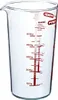A clear glass measuring cup with red markings for volume and weight. Podgląd zdjęcia produktu