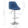 Barhocker Samt Blau 46 x 44 x (82-103) cm, drehbar, Produktbild-Vorschau 9