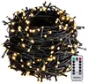 A coiled string of warm white LED lights with a remote control. Náhled obrázku produktu