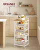 A kitchen scene with a white rolling cart filled with fruits and vegetables. Produktbild-Vorschau
