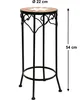 A round mosaic plant stand with a black metal frame, shown against a white background with dimensions indicated. Produktbild-Vorschau