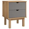 vidaXL Table de nuit OTTA Marron & Gris 45x39x57 cm Pin Voir les images du produit 2