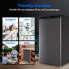 Collage of images showing a refrigerator in different settings: kitchen, office, outdoors, and cellar. Produktbild-Vorschau