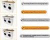 Collage of a washing machine cabinet with product features listed. Náhled obrázku produktu