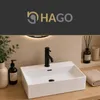 HAGO24 Waschbecken Keramik 415x360x130mm weiß eckig Produktbild-Vorschau 6