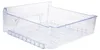 A clear plastic drawer, possibly for a refrigerator or freezer, is shown from an elevated side angle. Produktbild-Vorschau