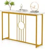 A narrow console table with a marble-look top and gold metal frame. Náhľad obrázku produktu