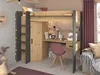 Lit surélevé avec bureau + armoire - 90 x 200 cm - Naturel Voir les images du produit 5