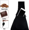 A collage showing dog treats, a wallet, and keys on the left, and a black sling bag with a phone in the pocket on the right. Produktbild-Vorschau