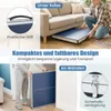 A collage of images showing a foldable ping pong table being stored under a sofa and against a wall, highlighting its compact design and practical handle. Náhľad obrázku produktu
