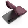 A burgundy phone case is shown partially covering a dark gray smartphone. Produktbild-Vorschau