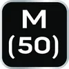 A black square with white text 'M (50)' and a silver border. Anteprima dell’immagine prodotto