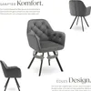 A collage of images showcasing a gray velvet armchair from different angles, with descriptive text highlighting its comfort and design. Náhled obrázku produktu