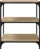 A three-shelf bookcase with a wood-look finish and black metal frame, shown against a white background. Náhľad obrázku produktu