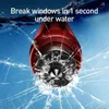 A red safety hammer is shown breaking through a cracked glass surface underwater. Náhľad obrázku produktu