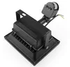 A black LED floodlight with a motion sensor is shown from a diagonal rear view against a white background. Produktbild-Vorschau