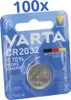 VARTA CR 2032 Lithium-Knopfzelle 3V 100 Stück 1er Blister Produktbild-Vorschau 1