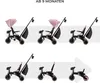 A collage of images showing a pink Kinderkraft Jazz 2 trike in different configurations. Voir les images du produit