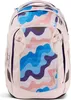 A close-up front view of a backpack with a colorful wavy pattern. Produktbild-Vorschau