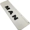A white rectangular badge or plate with the black letters 'MAN' on it, shown at an angle against a white background. Produktbild-Vorschau