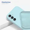 Close-up of a light blue phone case, showing the camera cutout and the interior texture. Produktbild-Vorschau