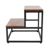 A two-step stool with a wood-grain finish and black metal frame, shown against a white background. Podgląd zdjęcia produktu