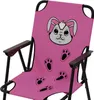 A pink camping chair with a cartoon bunny face and paw prints. Produktbild-Vorschau