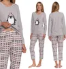 Zweiteiliger Damen Schlafanzug Mit Pinguin Niedlich Bequem Produktbild-Vorschau 1