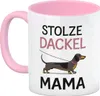 Stolze Dackel Mama Dackel an der Leine Kaffeebecher in rosa Produktbild-Vorschau 2