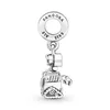 A silver charm shaped like the character Wall-E from Disney Pixar, hanging from a circular bail with Pandora branding. Podgląd zdjęcia produktu