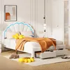 CDGlobal Polsterbett 140x200cm mit Steckdosen, Jugendbett Produktbild-Vorschau 2