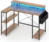 COSTWAY Scrivania a L 120 cm con prese di corrente, LED, Anteprima dell’immagine prodotto 1