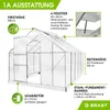A diagram illustrating the features and dimensions of a greenhouse. Produktbild-Vorschau