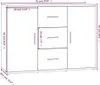 A diagram showing the dimensions of a sideboard. Produktbild-Vorschau