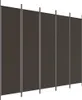 vidaXL 5 ks Hnedý skladací paraván 250x200 cm Látka Náhľad obrázku produktu 1