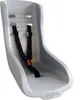 A gray child seat with black straps, designed for a bicycle. Produktbild-Vorschau
