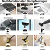 A collage of images showing different attachments and uses of a multifunctional steam cleaner. Produktbild-Vorschau