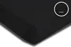 A close-up view of a black fitted sheet, showing the corner and texture. Produktbild-Vorschau