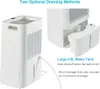 A white dehumidifier is shown from the side and a close-up of its water tank is shown. Text describes its features. Anteprima dell’immagine prodotto