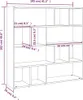 A line drawing diagram of a white bookshelf with dimensions indicated. Voir les images du produit