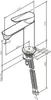 Technical drawing of a faucet with dimensions and specifications. Produktbild-Vorschau
