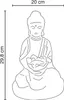 A line drawing of a Buddha statue with dimensions indicated. Anteprima dell’immagine prodotto